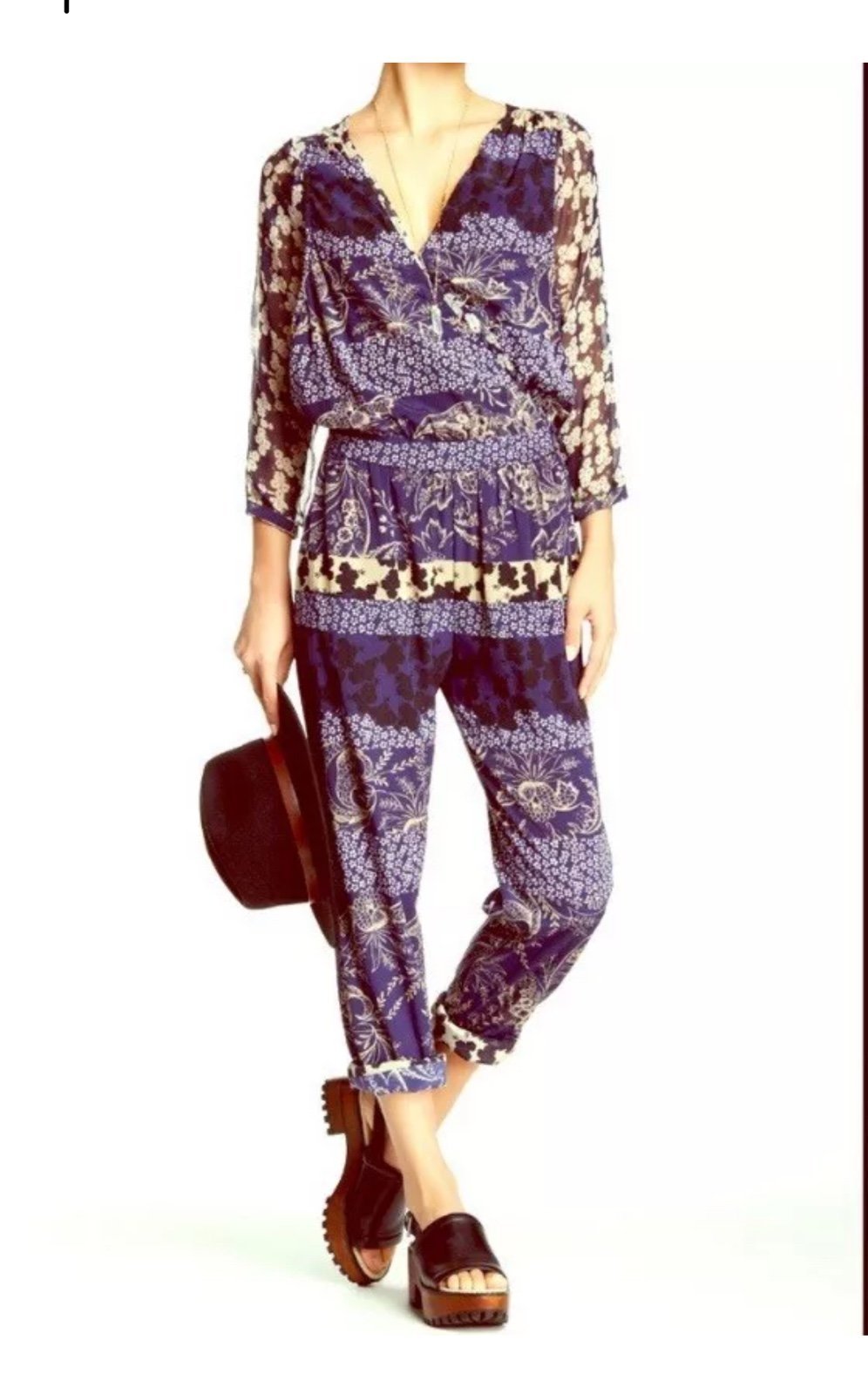 Women’s Gypsy 05 Printed Silk Blend Jumpsuit Size S Made In Hollywood