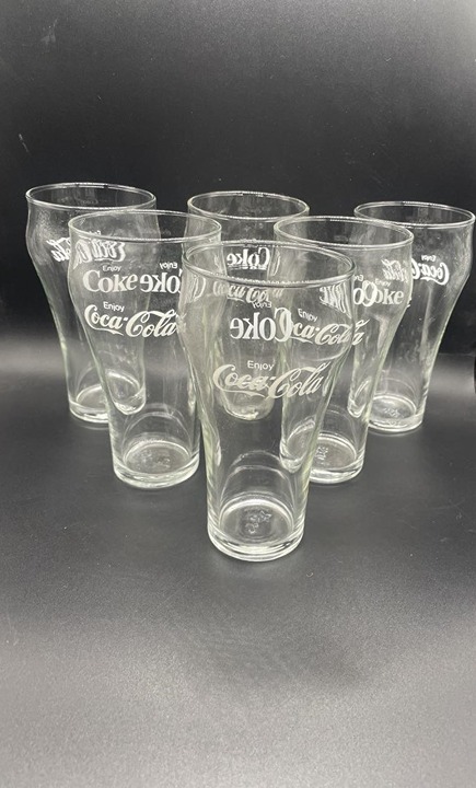 EUC Set of 6 Enjoy Coca Cola Libbey 6 White Star Drinking Glasses