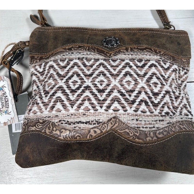 Myra Razia Crossbody Bag Cowgirl Bohemian Canvas Leather New NWT