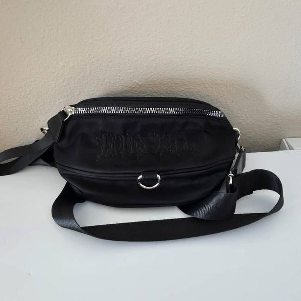 Dolls Kill Black Embroidered Belt Bag Fannypack NWOT