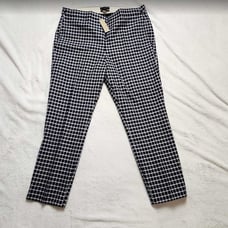NEW WOMEN'S 12 J CREW MARTIE PANTS NAVY WHITE WINDOWPANE PLAID CROPPED