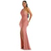 Cynthia & Sahar One-Shoulder Cowl Back Stretch Satin Mermaid Dress XS CS104
