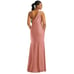 Cynthia & Sahar One-Shoulder Cowl Back Stretch Satin Mermaid Dress XS CS104