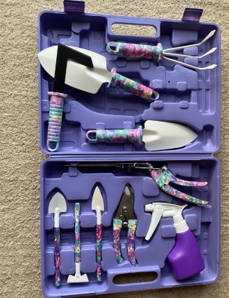 New Garden Tools Set, 10 Pieces Gardening Tools with Purple Floral Print