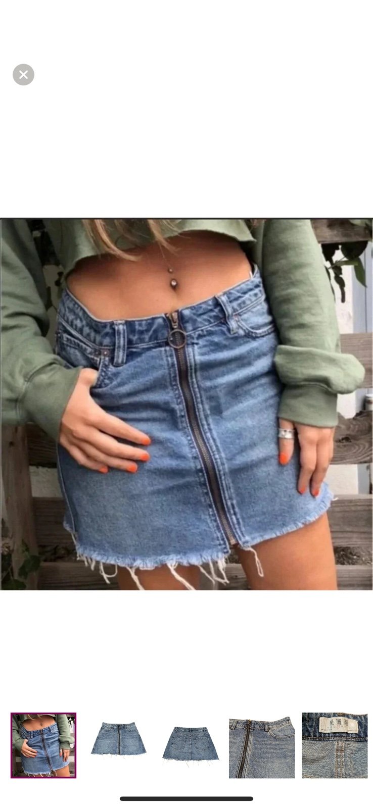 WE THE FREE by FREE PEOPLE denim jean mini skirt full zip front size 29