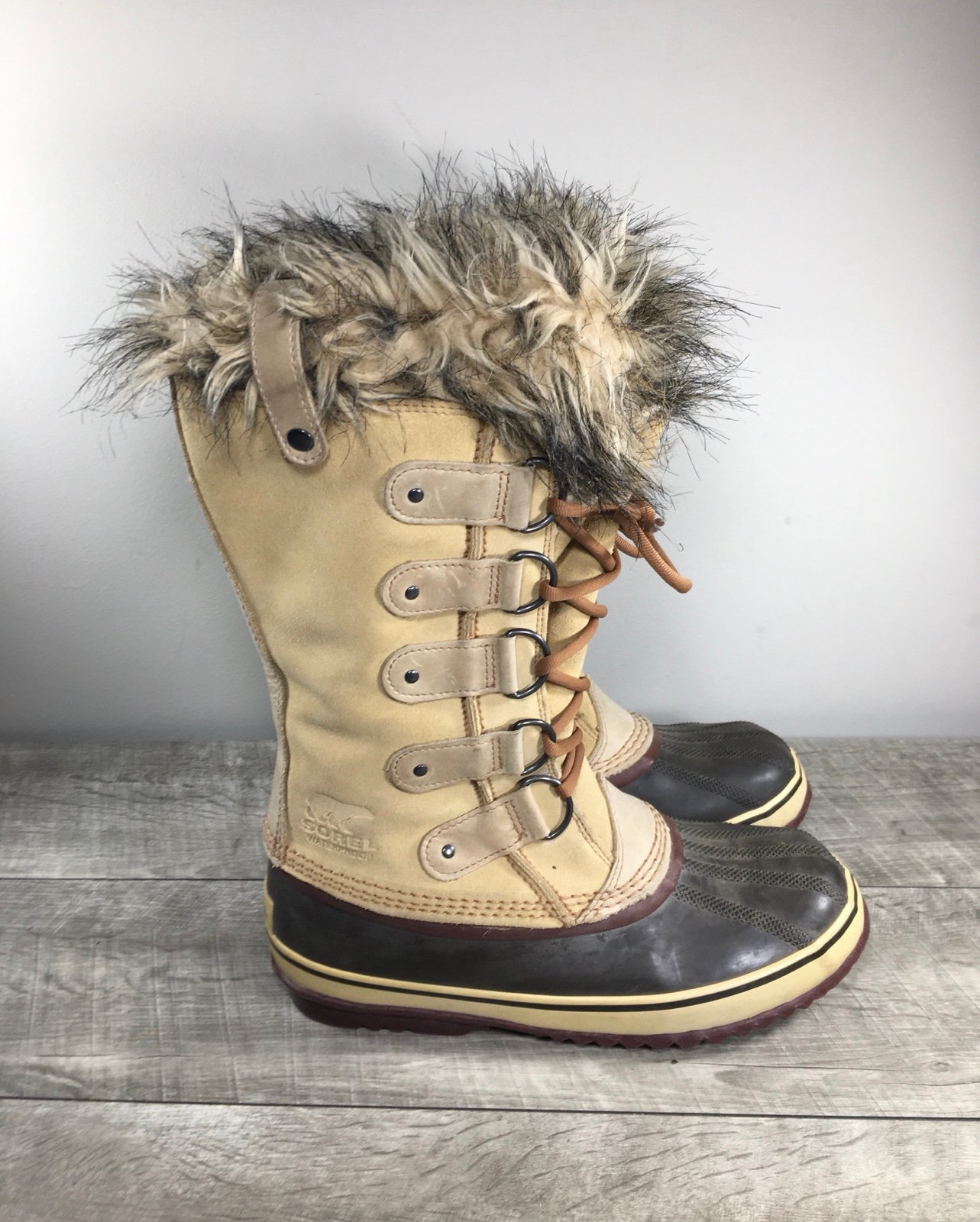 Sorel Joan of Arctic Women's Snow Waterproof Wheat Leather Boots NL1540 Size 9