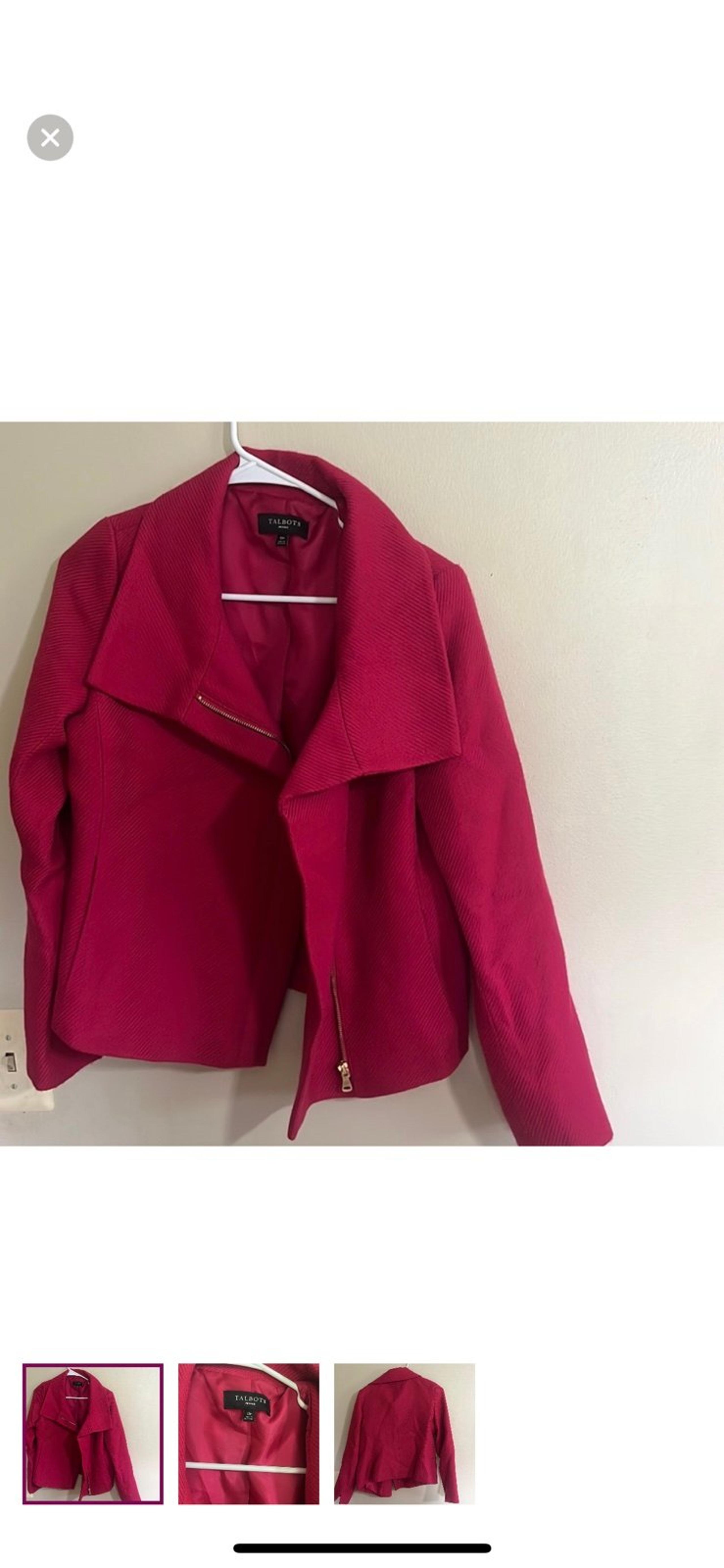 Talbots collared Moto jacket zip Womens 10P wool blend