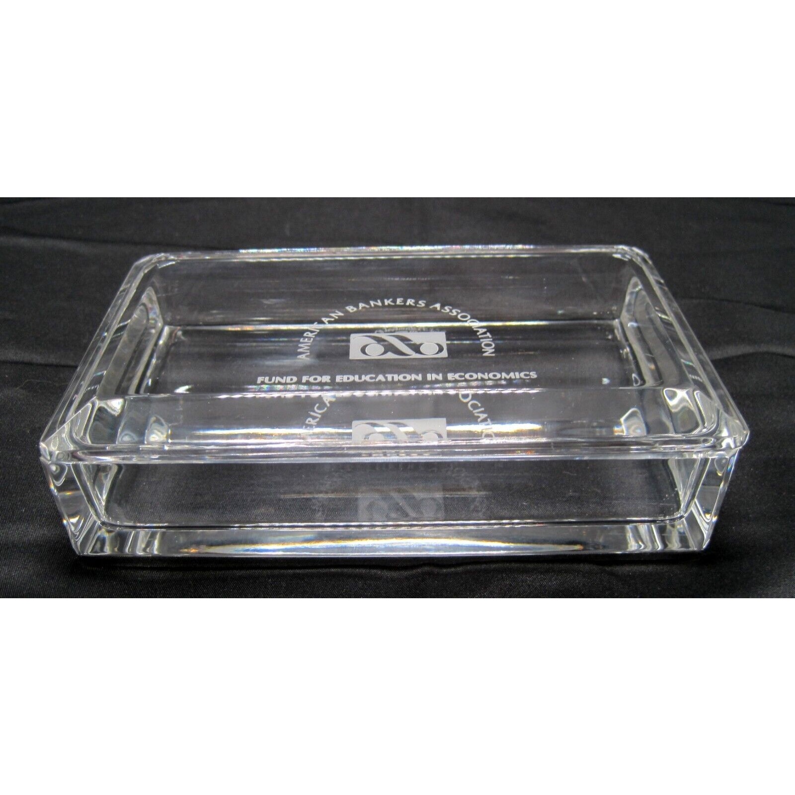 Val St. Lambert Crystal Trinket Cigar Box American Bankers Association ABA