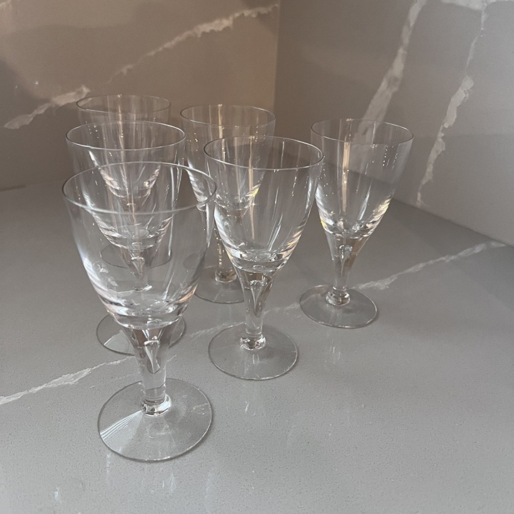 Skruf Set Of 6 Crystal Stockholm 5 3/4 Wine Goblet Glasses Scandinavian
