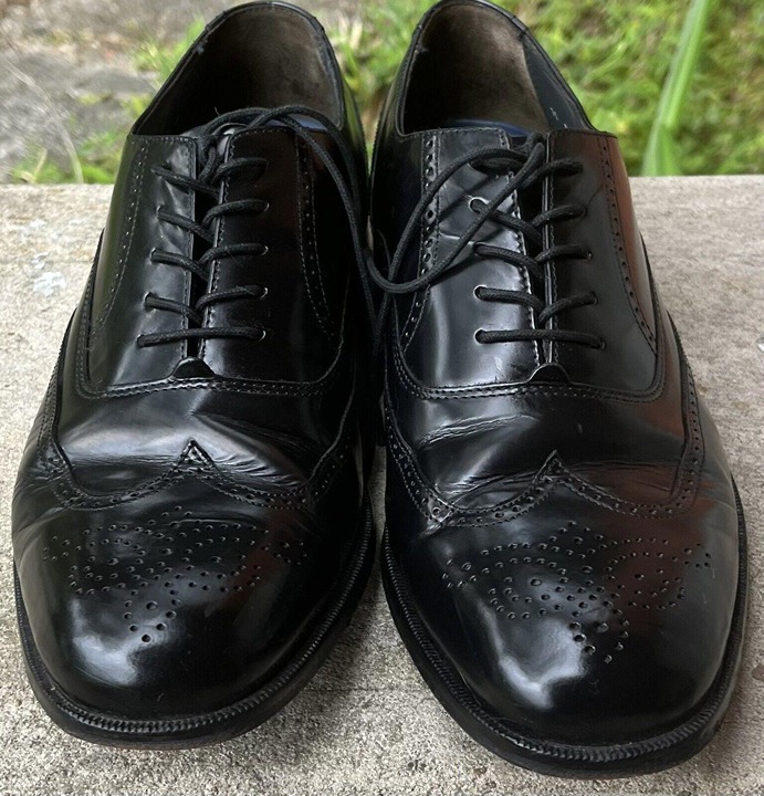 Men's Dress Shoes BOSTONIAN Wingtip Oxfords SZ 11D Black Leather