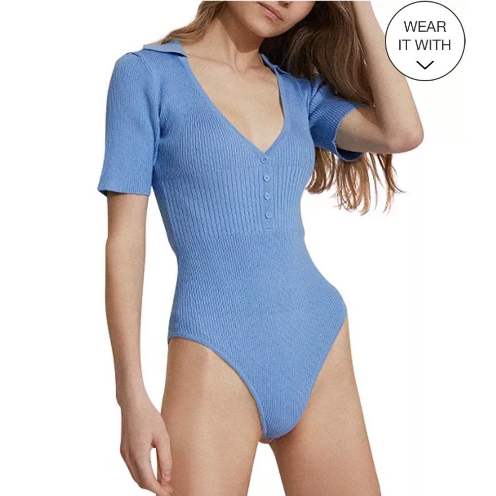 Bardot Ribbed Bodysuit-NWT-S