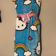 Hello Kitty Rainbow Throw Blanket Blue Super Soft Velvet Throw Brand New