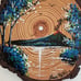 Original Art Painting on Wood Slice La Fortuna Volcano Luis Rojas Costa Rica