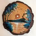 Original Art Painting on Wood Slice La Fortuna Volcano Luis Rojas Costa Rica