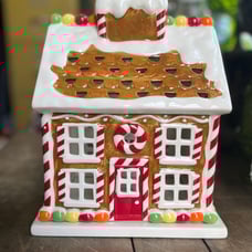BBW 2009 CERAMIC GINGERBREAD HOUSE SLATKIN & CO CANDLE LUMINARY