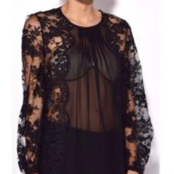 Zimmermann Karmic Black Silk pintucked blouse top