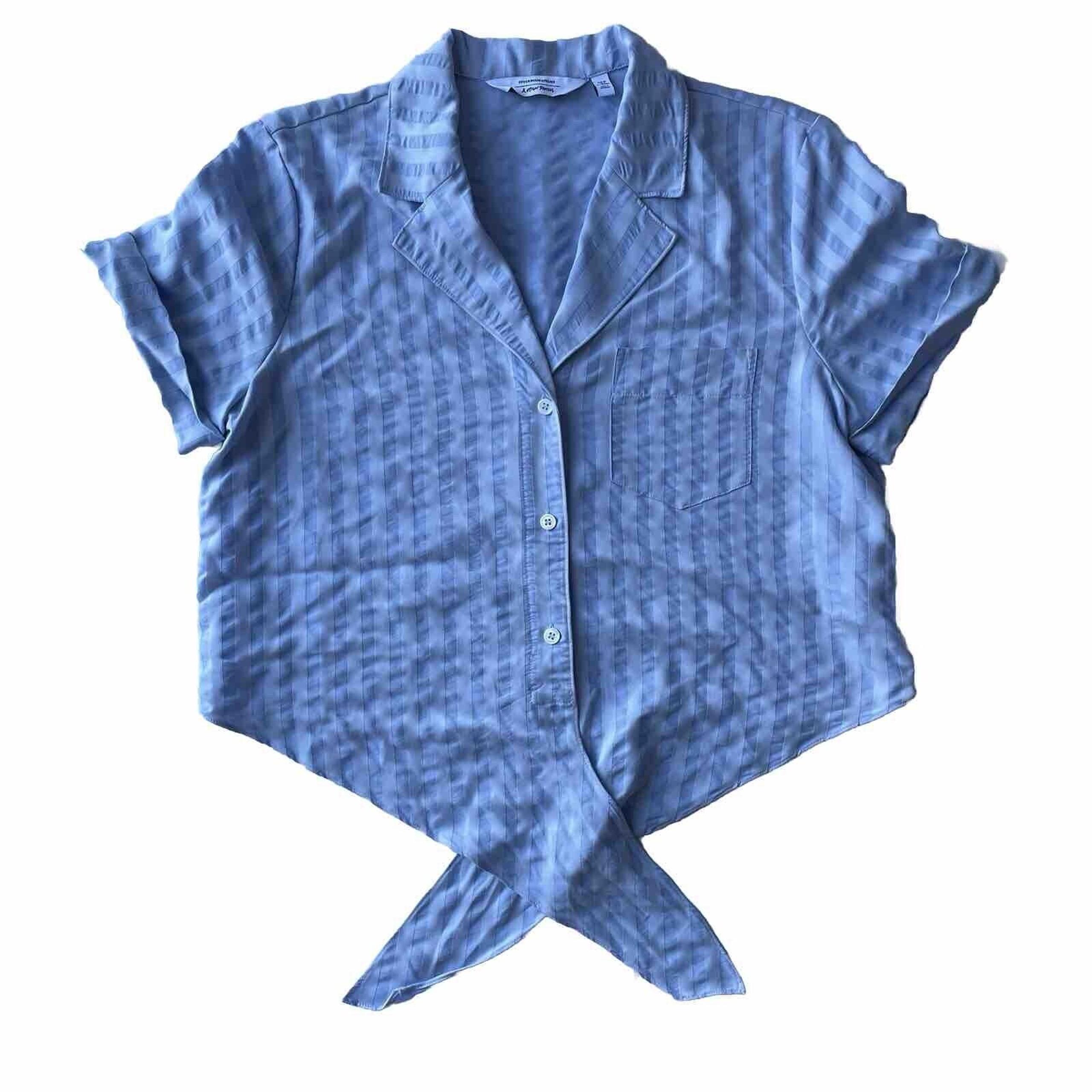 STOCKHOLM ATELIER & Other Stories Tie Front Button Down Striped Shirt Crop Top
