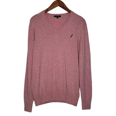Turtleson Crossover V-Neck Merino Wool Linen Cotton Blend Sweater Orchid Size M