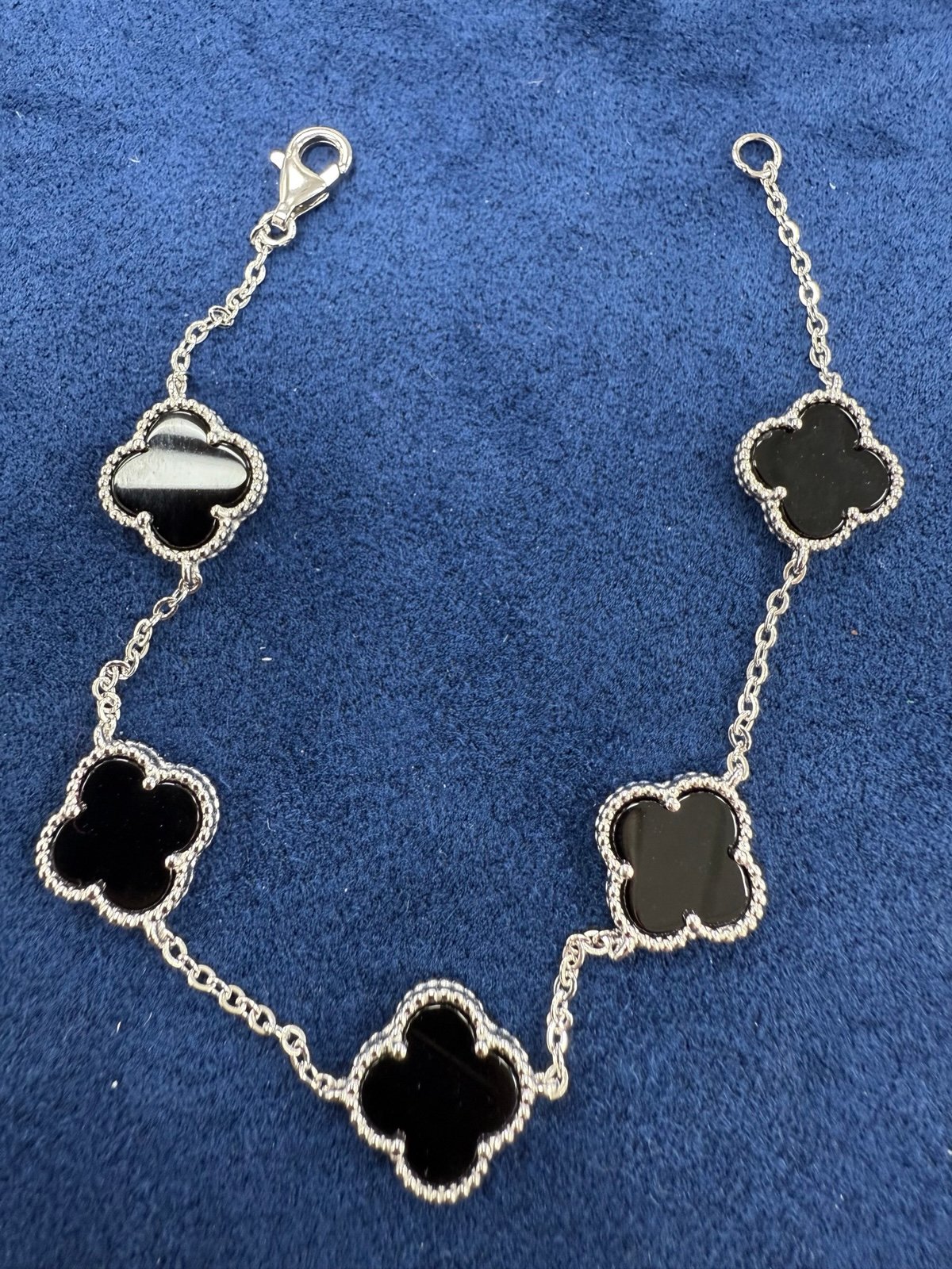 925 Sterling Silver 5 Clover Ladies Bracelet 7” Inch Long