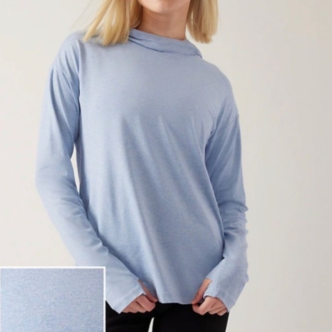 Athleta Uptempo Hoodie Sweatshirt Light Blue Size Small