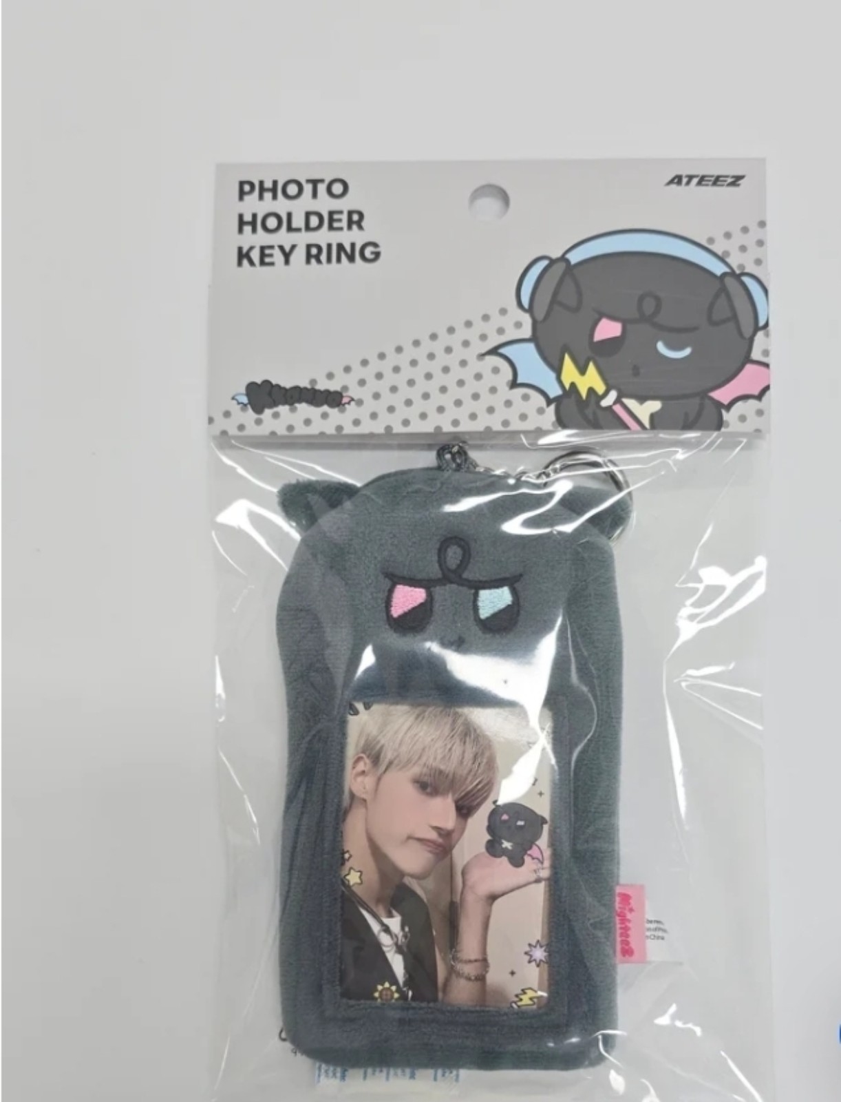 ATEEZ MIGHTEEZ PHOTOCARD HOLDER PLUSH KEYRING KKAMYO WOOYOUNG