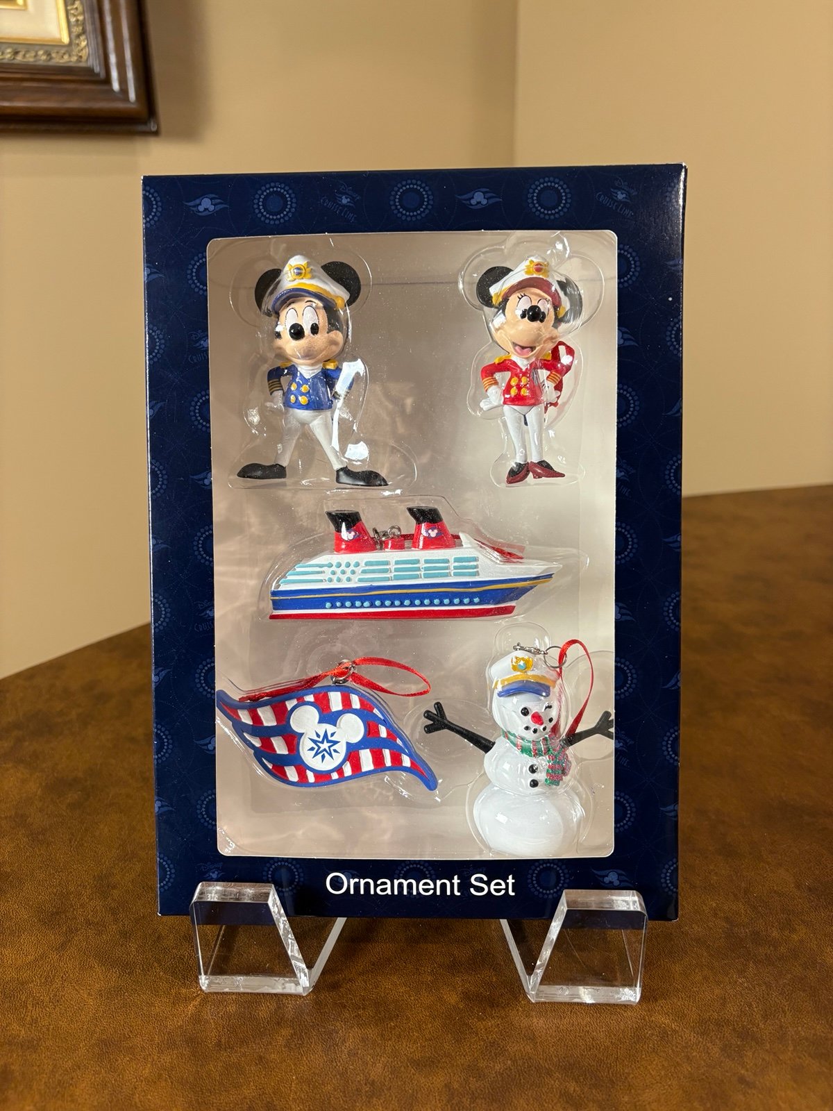 Disney Cruise Line Mickey & Minnie Figurine Christmas Ornament Set Of 5.