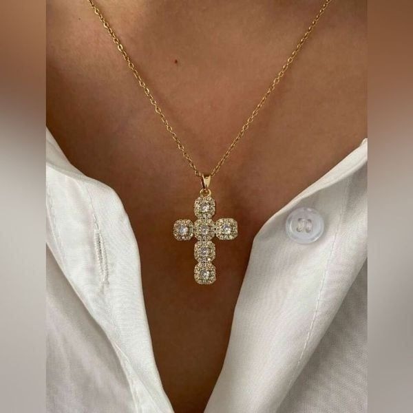 Diamond cross necklace #1400