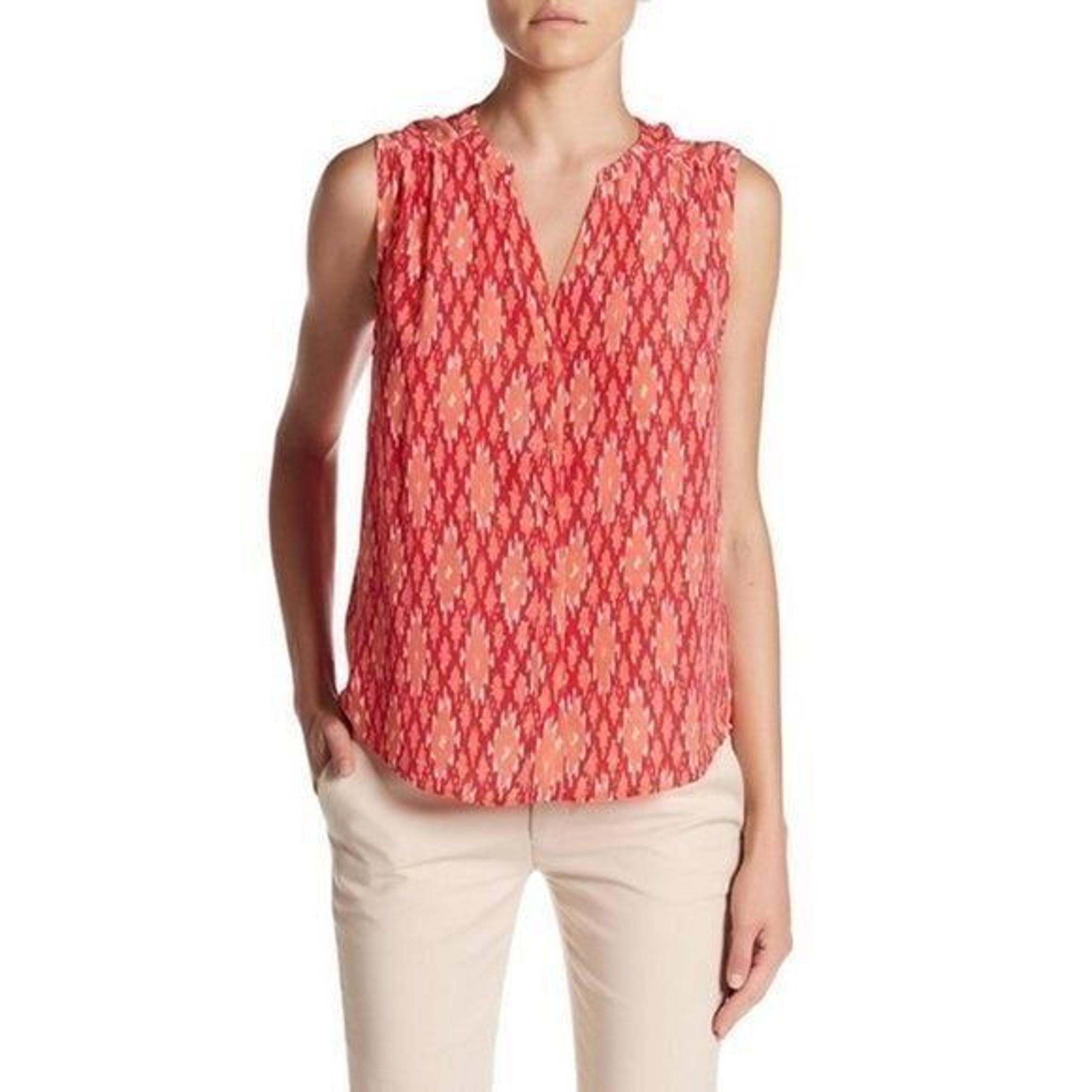 Womens Size XS Joie Finnegan Pure Silk Ikat Print Button Front Tank Top