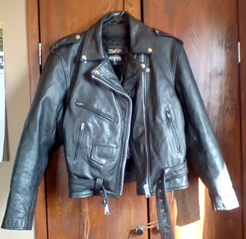 womens leather jacket, vest and chaps