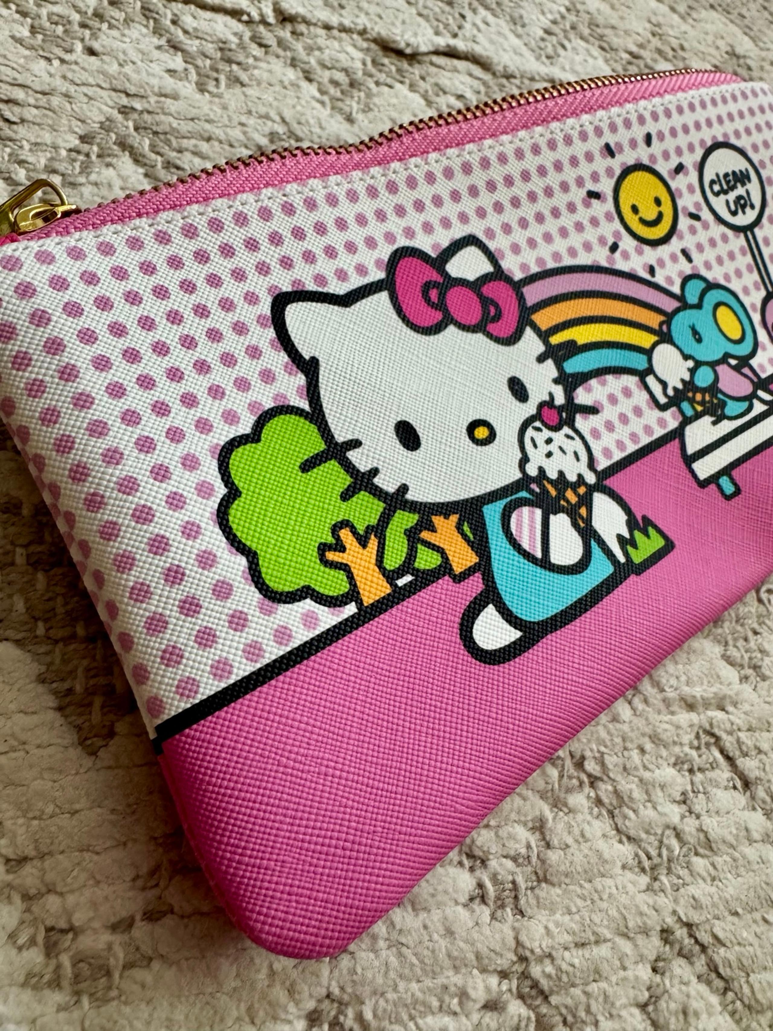 Hello Kitty Pink Polka Dot Pouch Zipper Bag