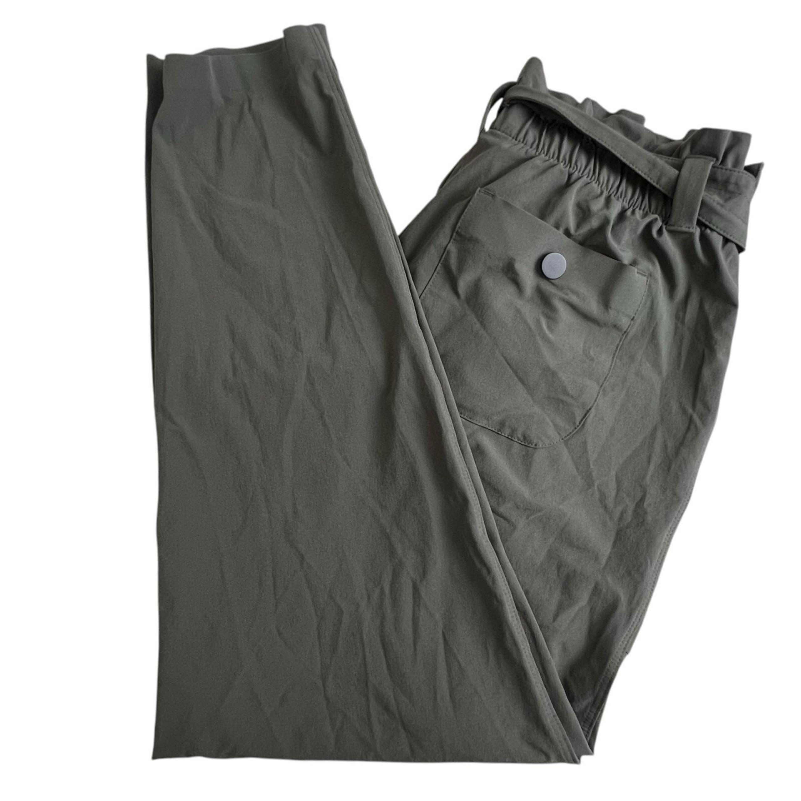 Athleta Womens 4 Gray Paperbag Waist Cropped Tapered Leg Skyline Pant #292291