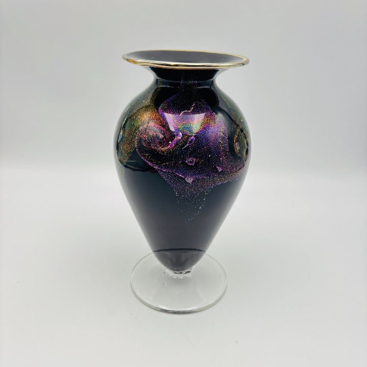 Handblown Peter Neff Dichroic Glass Vase Oregon Studio Art Glass Signed