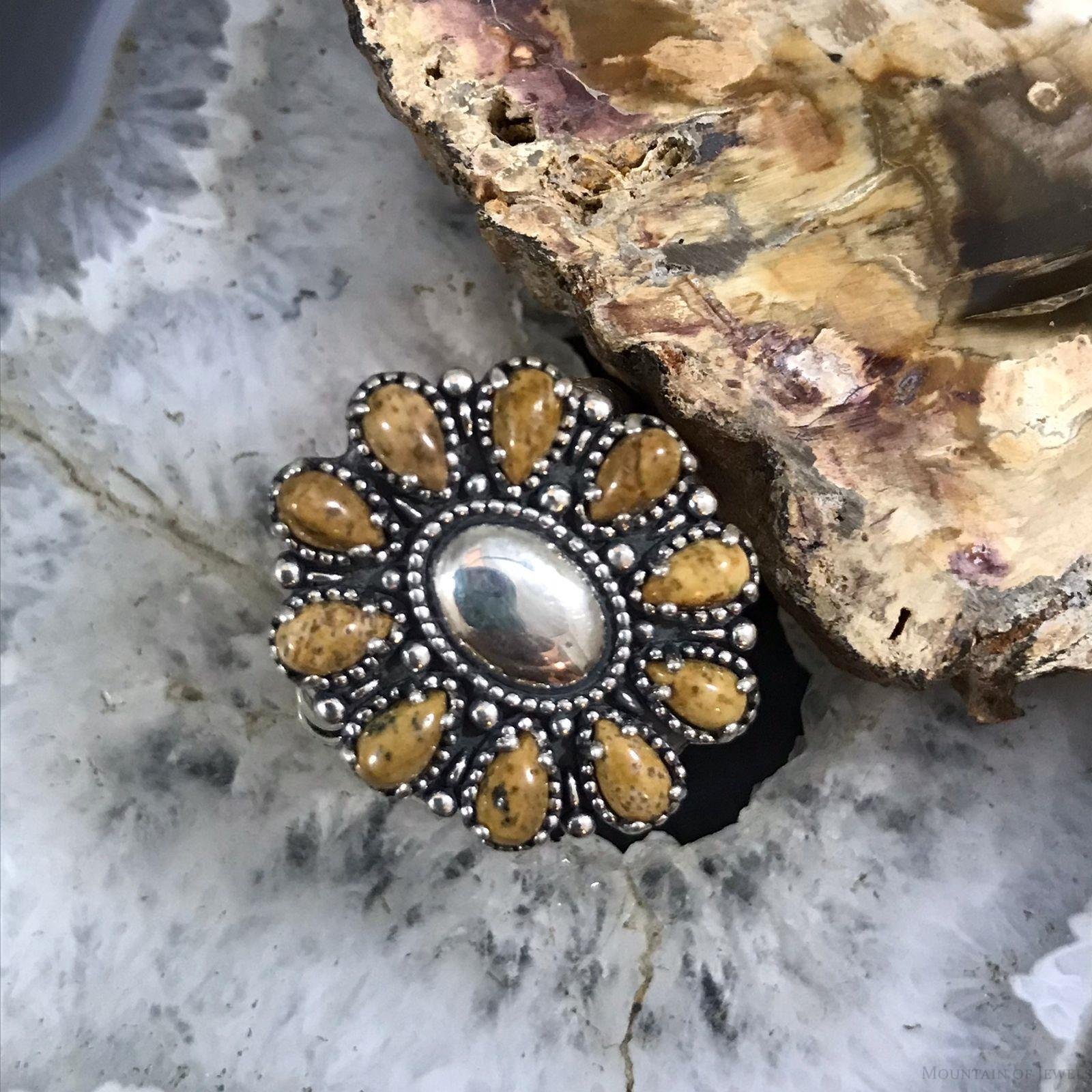 Carolyn Pollack Sterling Picture Jasper Decorated Cluster Ring Size 10 For Women
