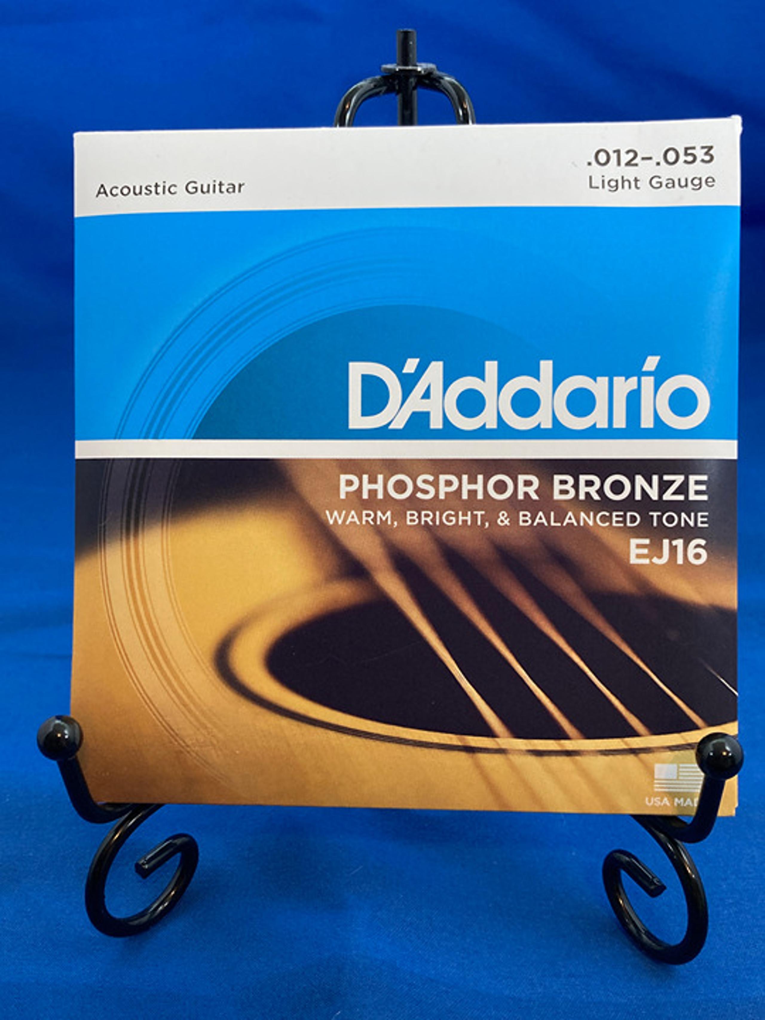 D'Addario EJ16 Phosphor Bronze Acoustic Guitar Strings 12/53 Light