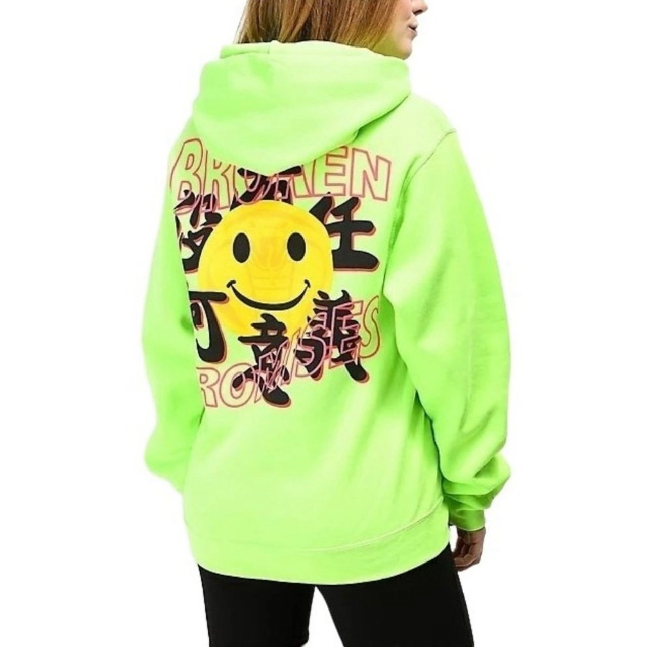 BROKEN PROMISES BRIGHT GREEN HOODIE SZ:M NWOT