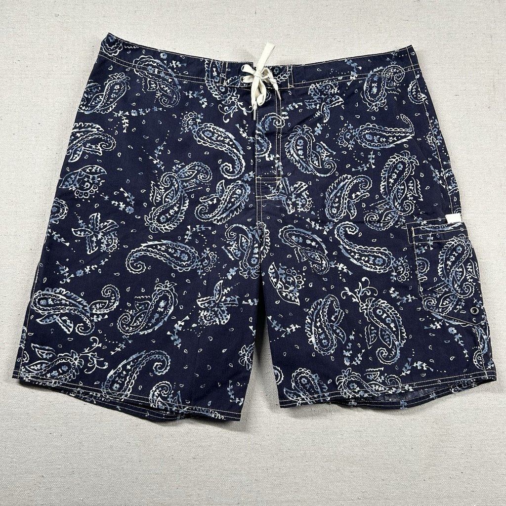 Polo Ralph Lauren Board Shorts Mens 36 Paisley Navy Blue 9 Inseam Linerless