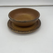 Vintage McCoy 1413 Brown CANYON MESA Pottery Bowl And Plate