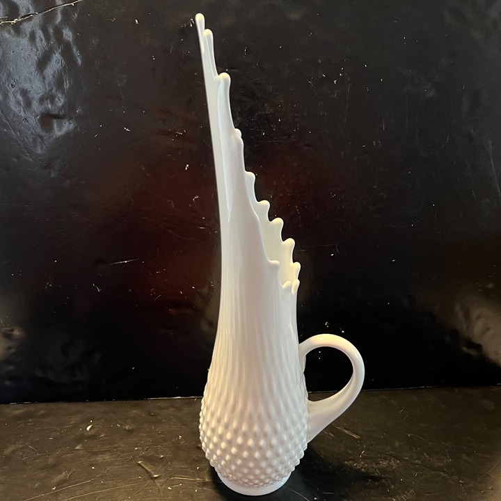 Vintage Fenton Milk Glass Stretch Hobnail Pitcher