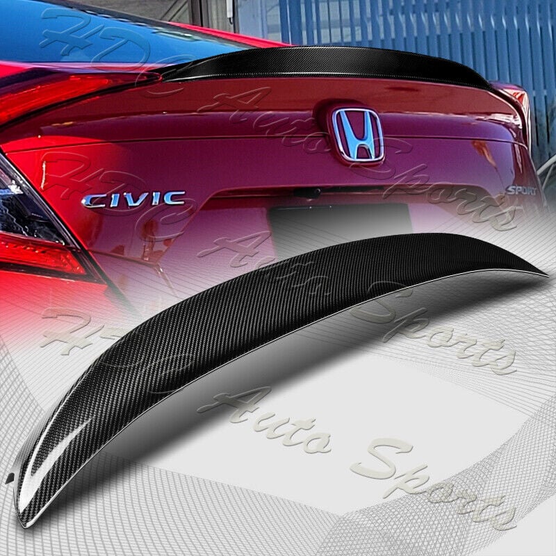 For 2016-2021 Honda Civic X Sedan P-Style Carbon Fiber Rear Trunk Spoiler Wing