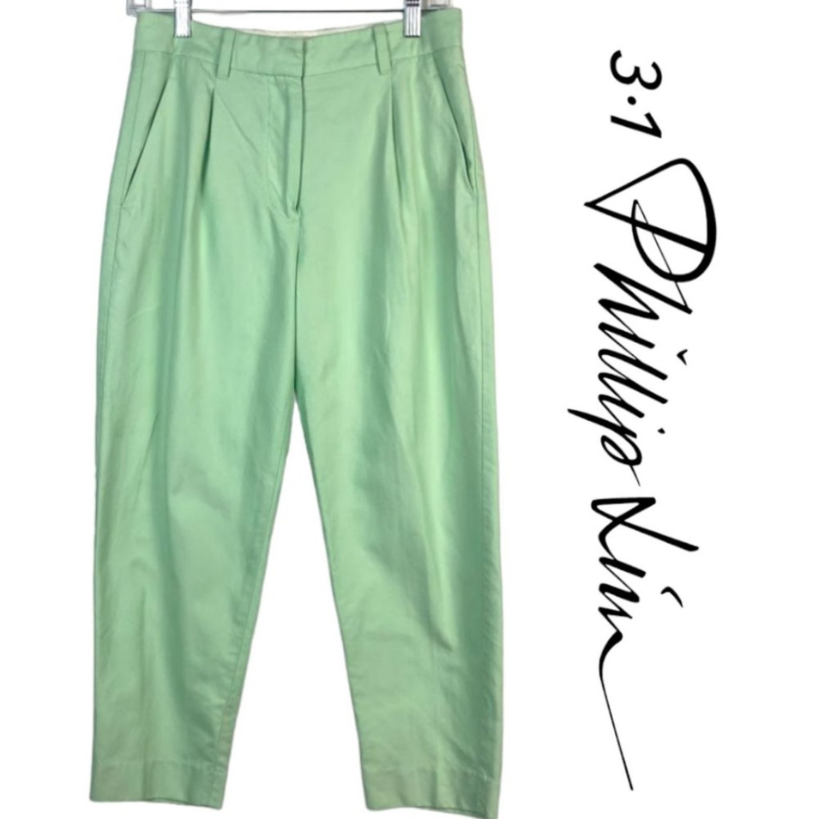 3.1 Phillip Lim Aqua Silk Blend Cropped Trousers Size 2