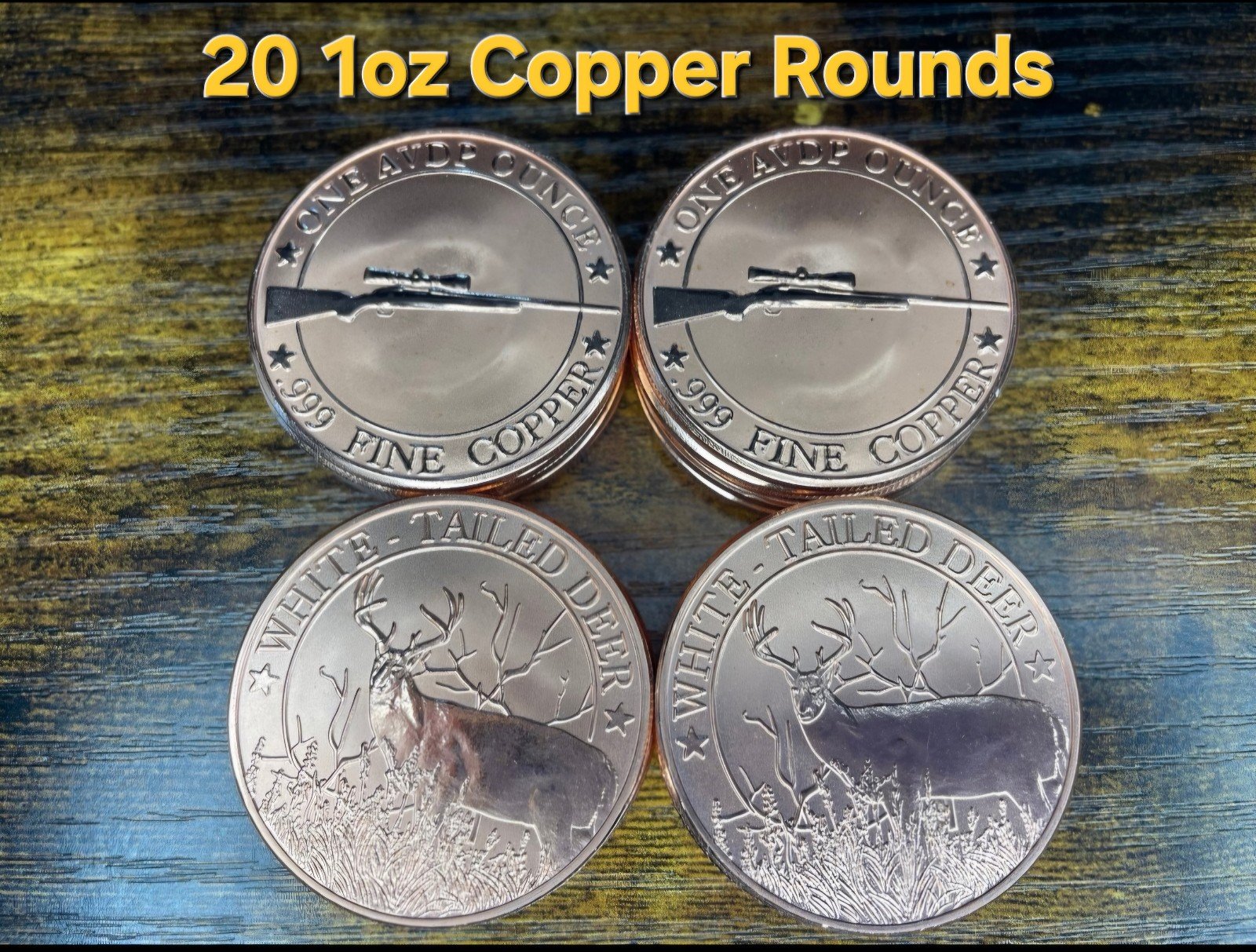 20 1oz .999 fine Whitetail Deer Copper Rounds