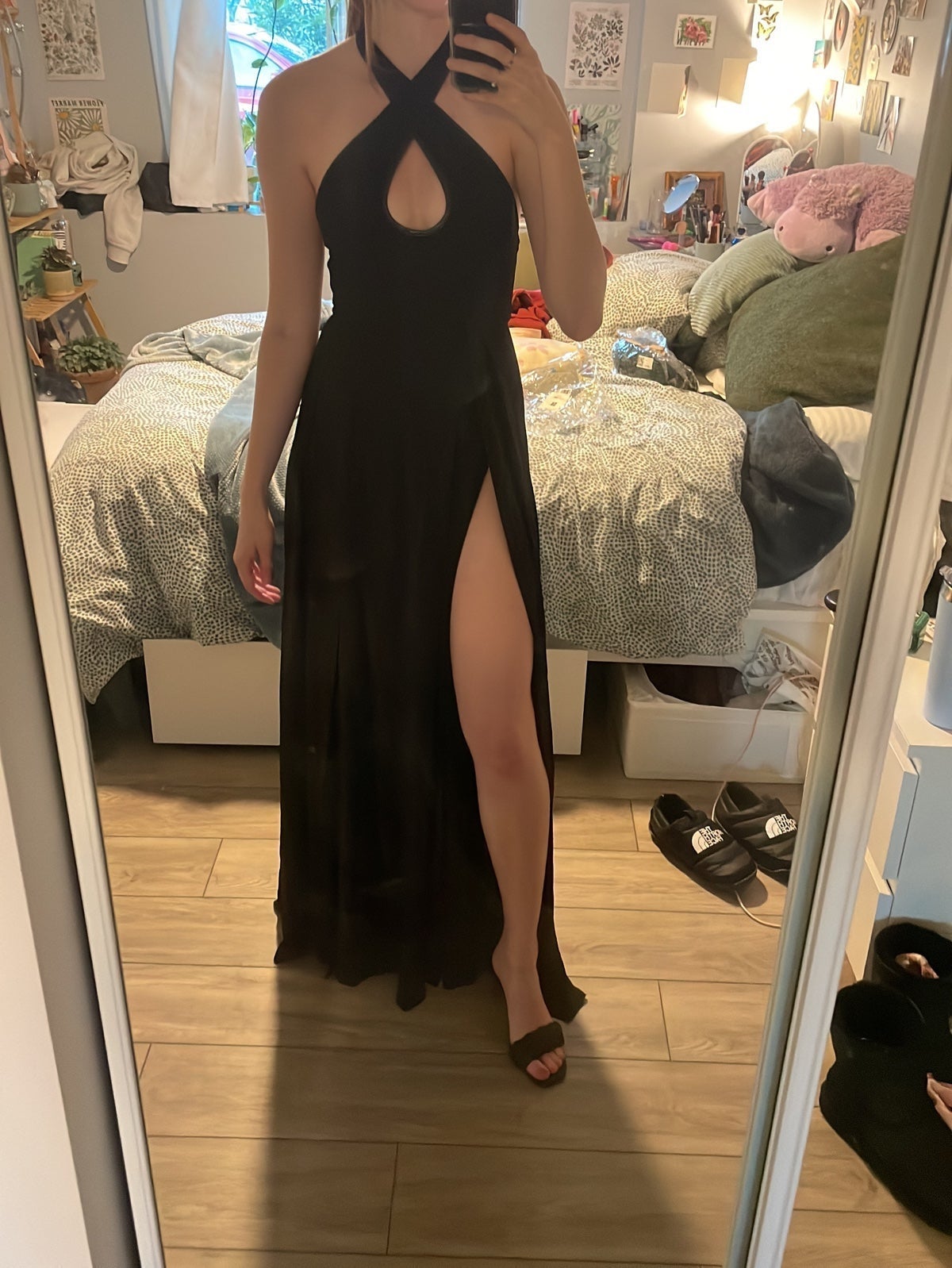 lucy in the sky, black dress, two ways to wear, halter