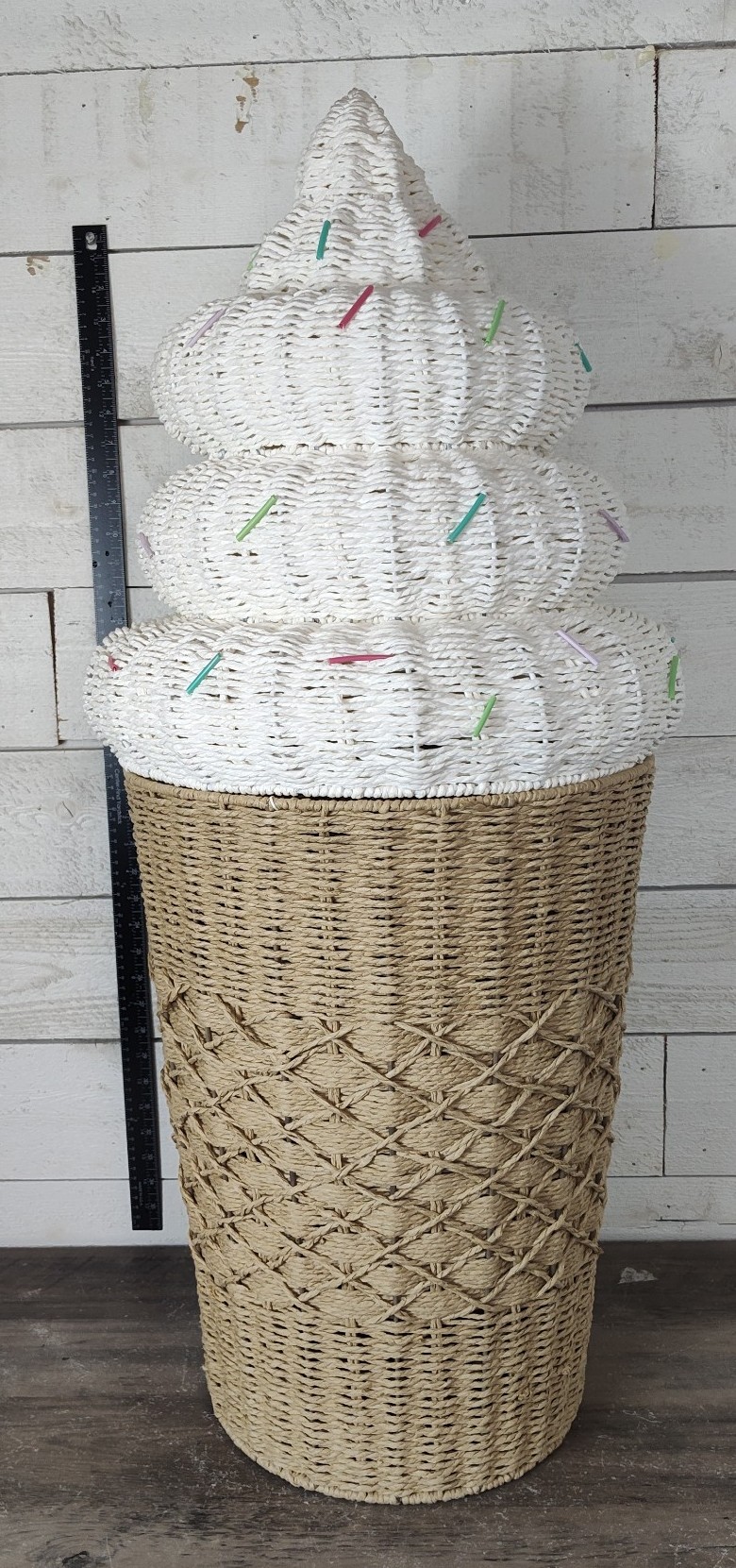 XL ice cream wicker laundry basket