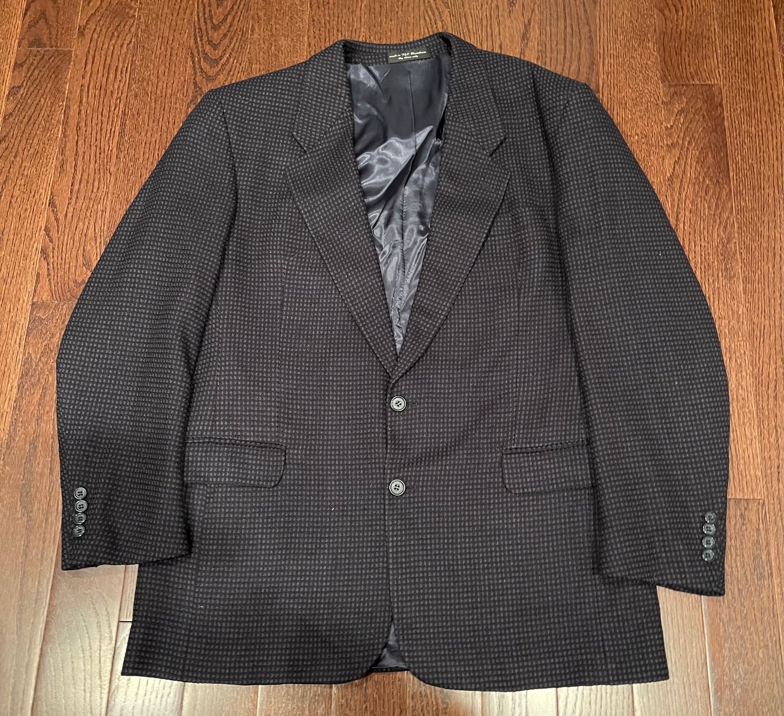 BACHRACH BLACK BLUE Men 3 BUTTON Sport JACKET CASHMERE BLEND ITALY POCKETS***