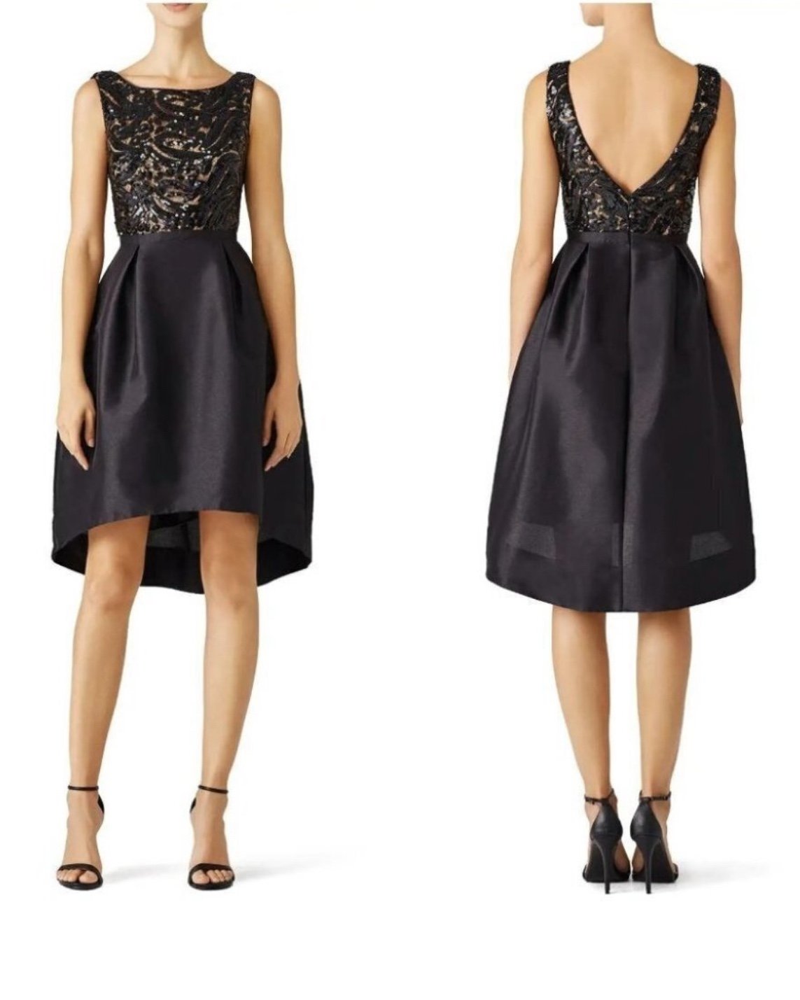 Monique Lhuillier Back Down Black Dress 8