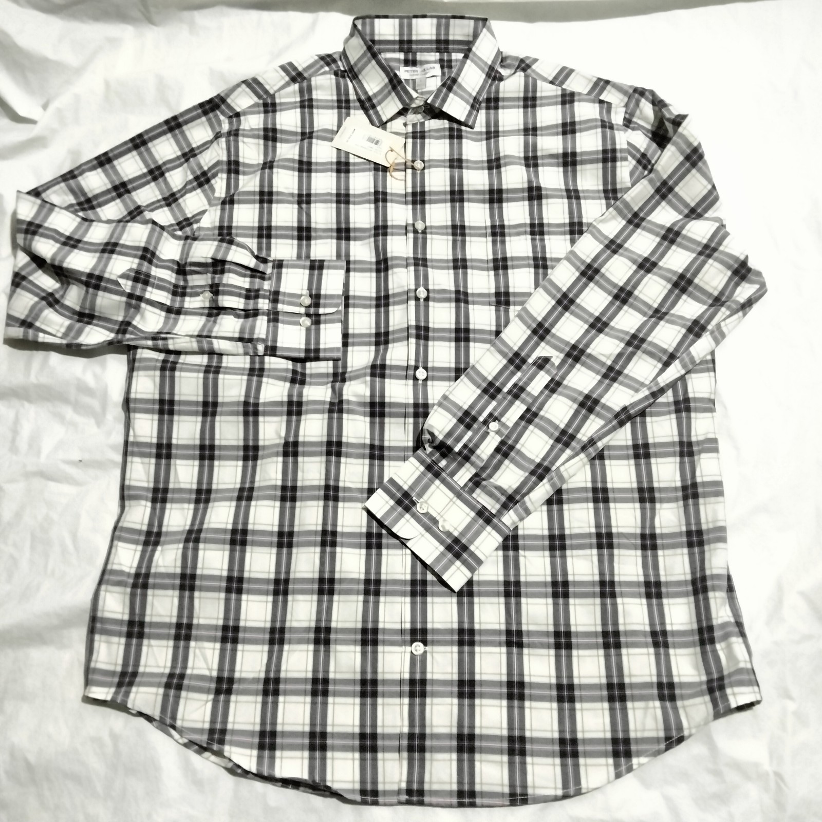 Peter Millar Crown Sport Summer Comfort Mens White Plaid MF23W44LTPP NWT 160 L