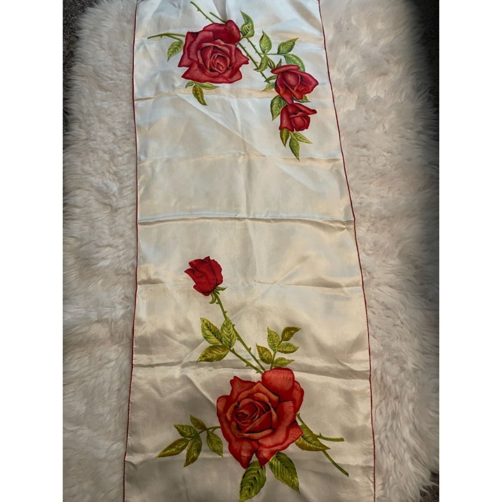 Vintage Echo Silk Scarf American Beauty Red Roses Japan