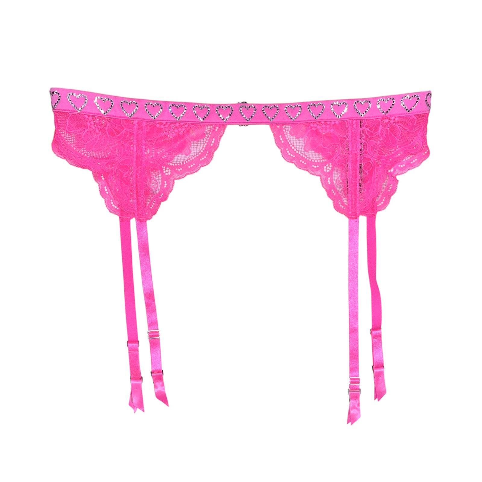Victoria's Secret Heart Shine Strap Lace Garter Belt Post It Pink Size M/L
