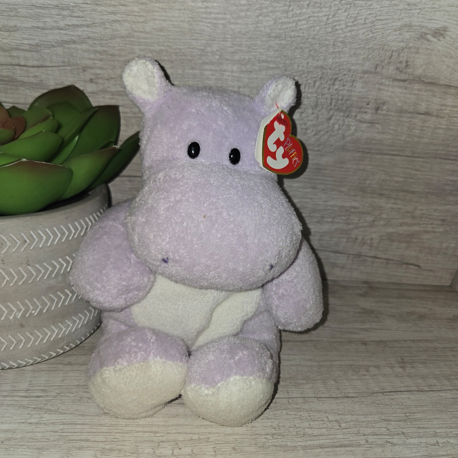 Ty Pluffies 10” Wades the Purple Lavender Hippo 2007