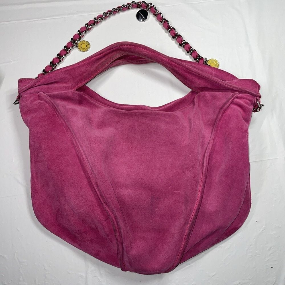 Roccobarocco Sac Pouch Bag Suede Pink Made IN Italy Double Handles